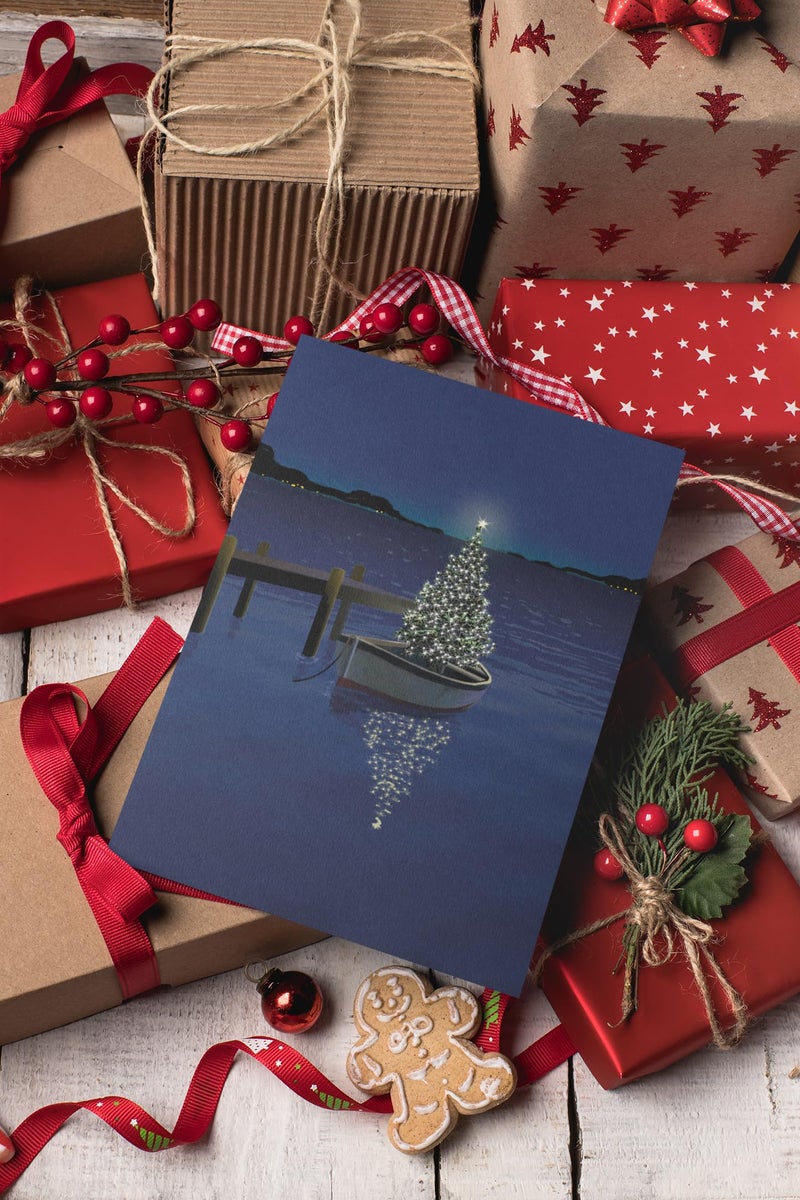 Stonehouse Collection Holiday Boat Christmas Card - 18 Boating Boxed Cards and Envelopes - USA Made (Standard) - Image 5